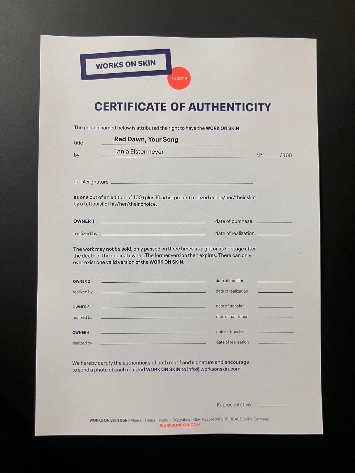 Tania Elstermeyer - certificate front